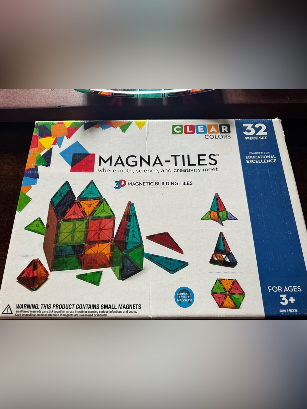 Magna-Tiles Clear Colors 32-Piece Magnetic Building Set - Multicolor